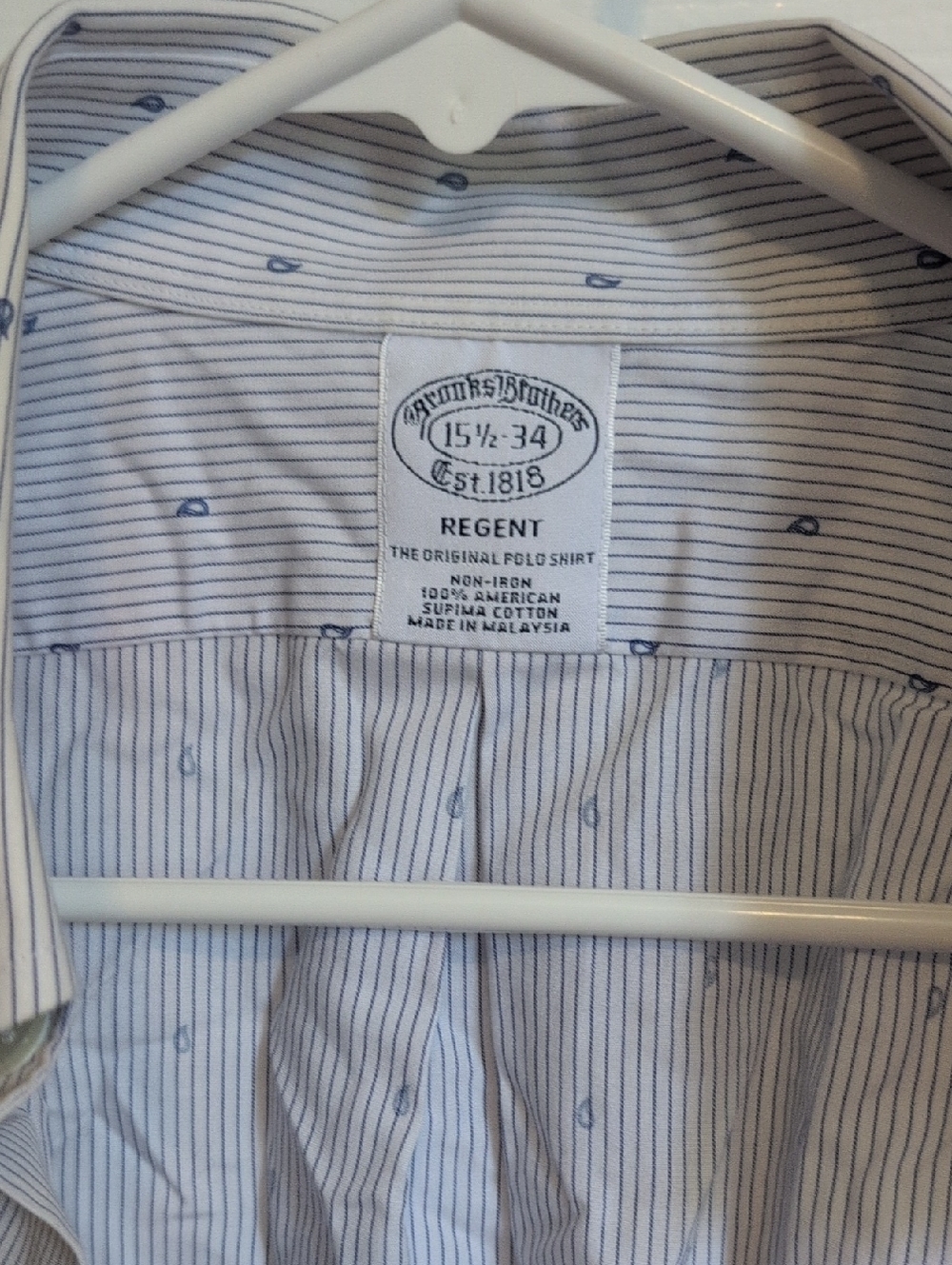 Brooks Brothers White Shirt with Blue Pinstripes